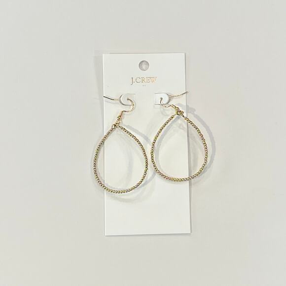 NWT J. Crew Gold Beaded Boho/Festival Hoop Earrings - Picture 3 of 8